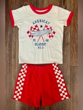 Toddler Boy Hot Wheels Americana Short & Tee Set Size 2T